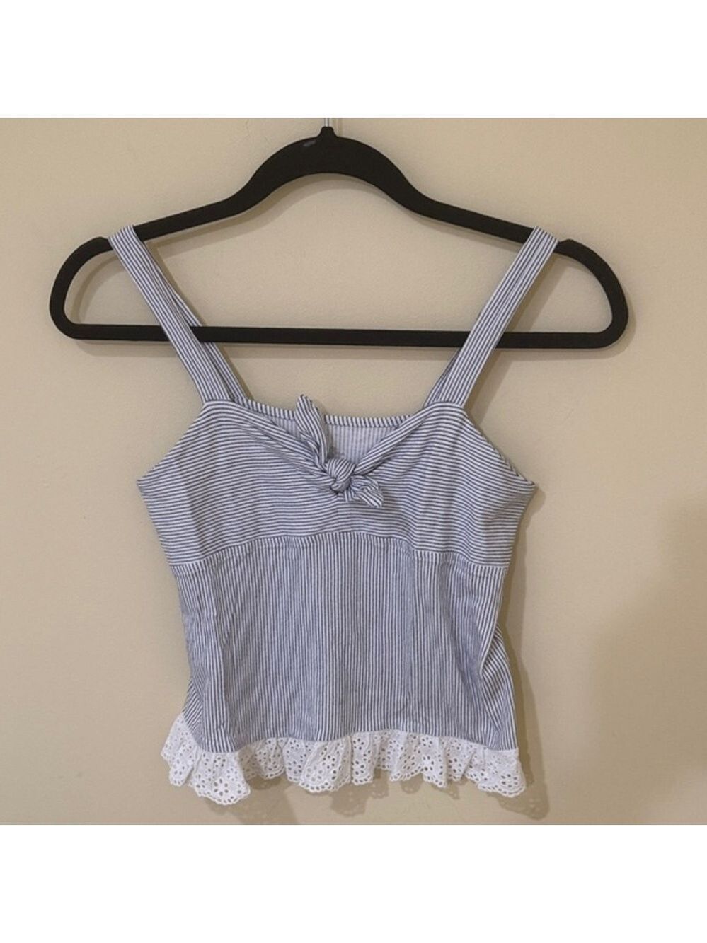 Justice Navy and White Striped Knot Girls Crop Top 💯% Cotton Size 12